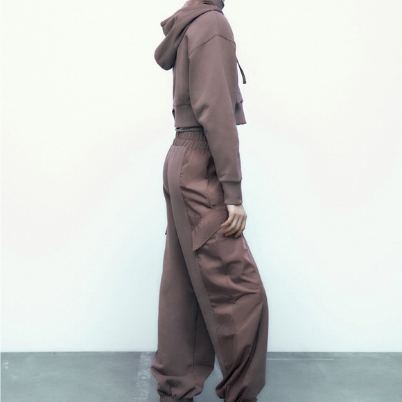 Zara limited edition cotton cropped hooded zipper sweatshirt - Picture 5 of 11